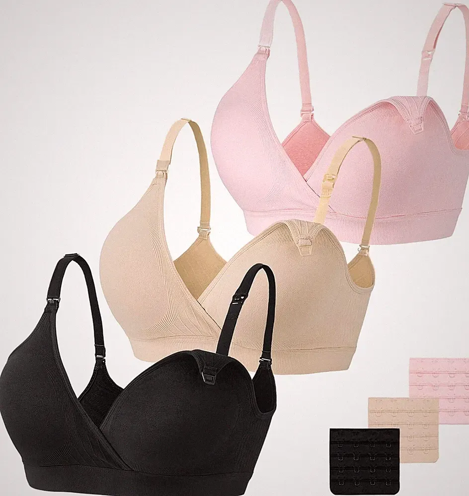 3 Stück Damen-Unterwäsche Push-up-BH ohne Bügel mit Trägern L