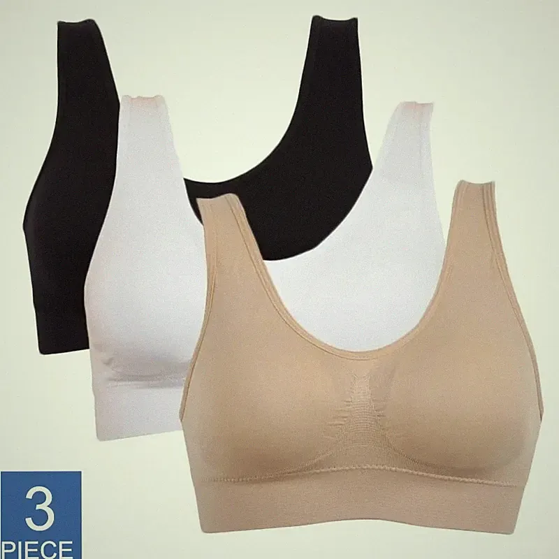 3 Stück Seamless Push Up BHs mit herausnehmbaren Pads kabellos Sportunterwäsche