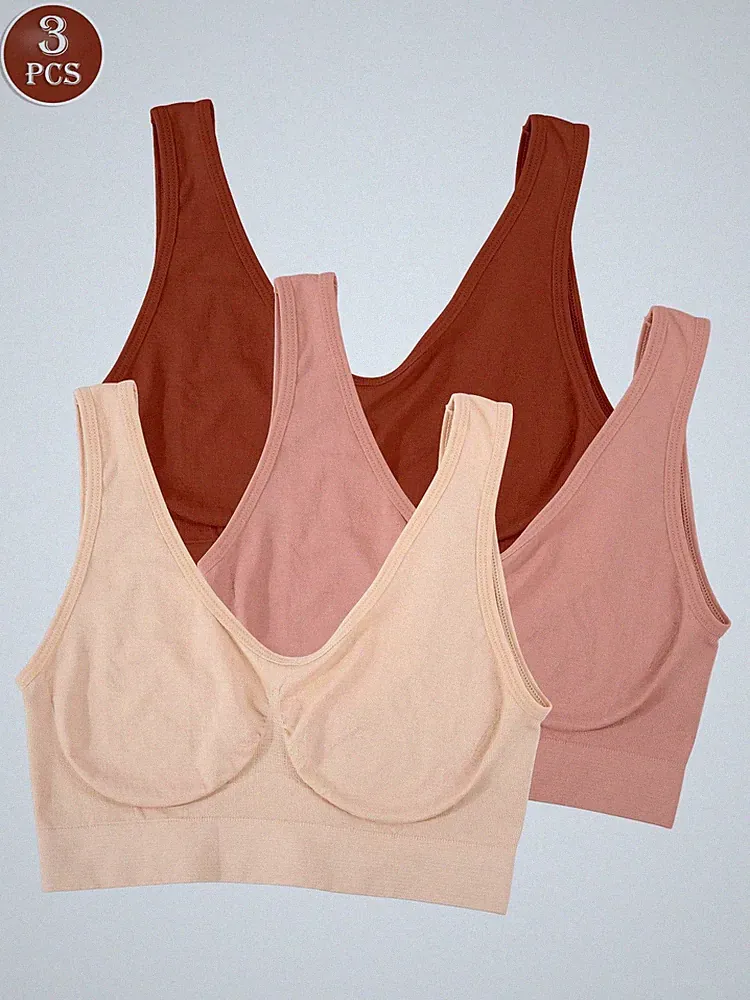 3 teilig/Set Nahtlose, Bequeme Damen Sport BHs für Optimalen Billig24
