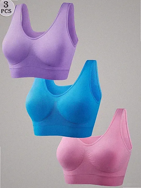 3 teiliges Damen Sport BH Set in großen Größen nahtlos und Billig24