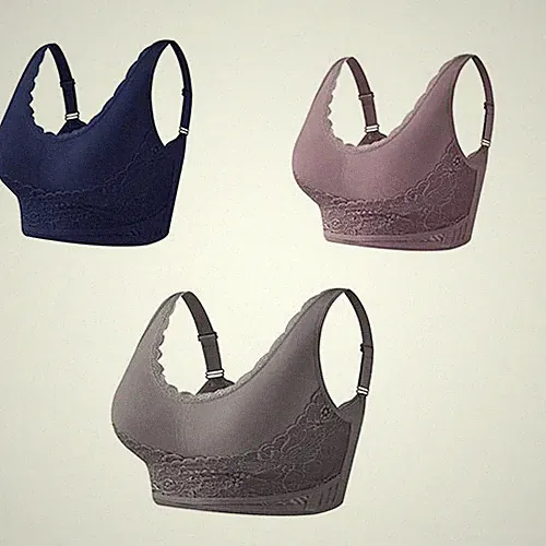 3ER Genius Cara Mia BH-Set ohne Bügel Unterwäsche Damen Gr. S-3XL 6 Farben