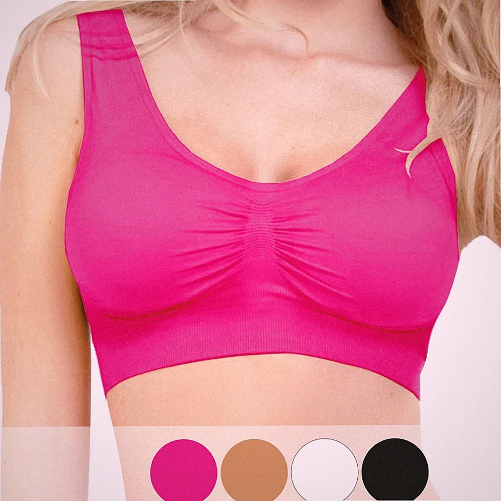 3er Pack BH mit Polster Seamless Bustier Yoga Sport ohne Bügel Unterwäsche Damen
