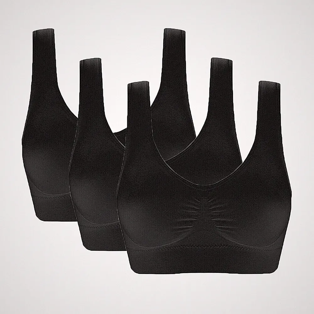 3er PACK DAMEN DAMEN SPORT SCHLAF KOMFORT BH VOLLSCHALE OHNE BÜGEL NAHTLOS WEICH