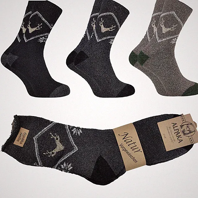 3er-Pack Herren-Wolke-Alpaka-Winter-Rentiersocken, warm, 39-42