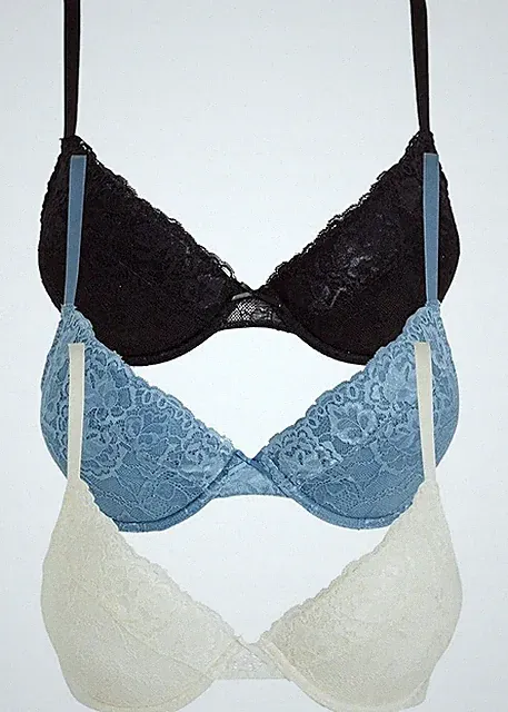 3er Pack Push up BH m Bügel Gr 80 Cup B Blau Weiß Schwarz Unterwäsche Bra Neu*