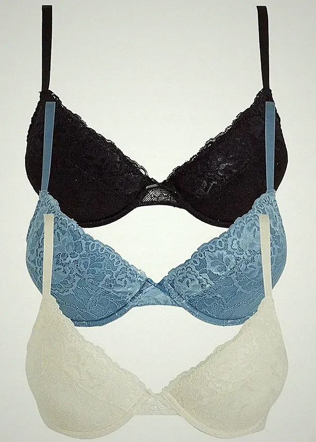 3er Pack Push up BH mit Bügel Gr (100) C Blau Weiß Schwarz Unterwäsche Bra Neu*