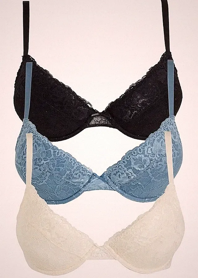 3er Pack Push up BH mit Bügel Gr (75) C Blau Weiß Schwarz Unterwäsche Bra Neu*