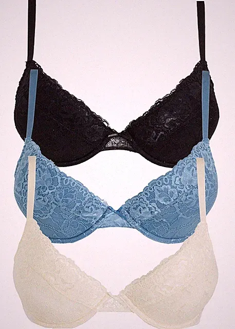 3er Pack Push up BH mit Bügel Gr. 75 D Wollweiß Schwarz Jeansblau Neu