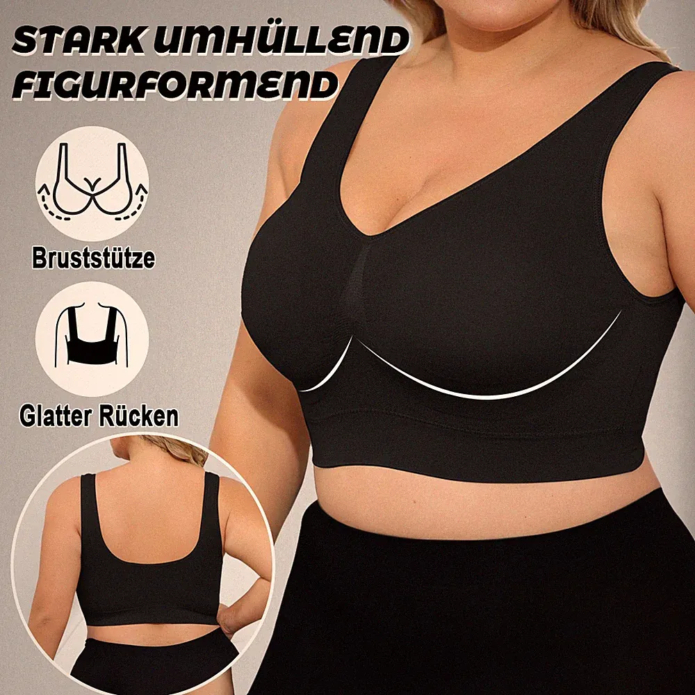 3er Plusgrößen Damen Sport BH Bustier Push Up Bra mit abnehmbarem Brustpolster