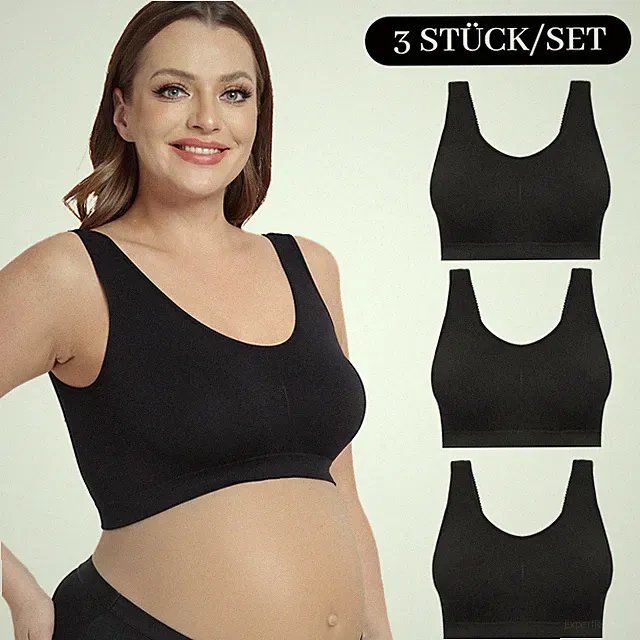3er schwangere Frau Sport-BH High Impact Übergröße ohne Bügel Unterwäsche XL-4XL