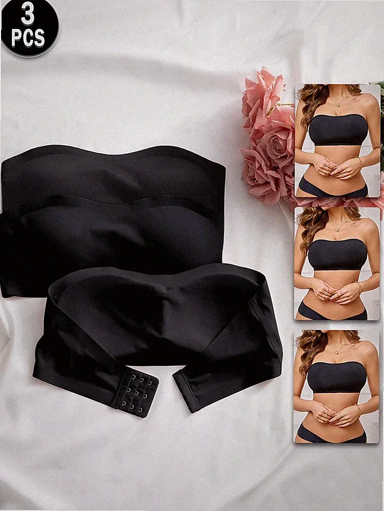 3er Set bequeme nahtlose trägerlose BHs für Damen Billig24