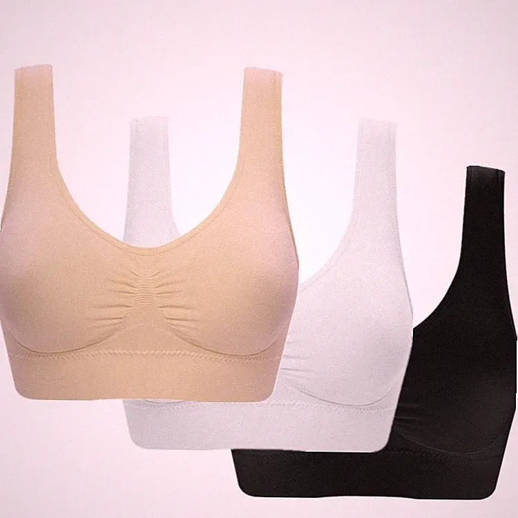 3er Set Damen Comfort BH Seamless - Bustier Sport BH ohne Bügel Freizeit Bra