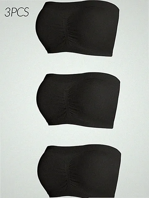 3er Set Damen einfarbige nahtlose Bandeau BHs für höchsten Tragekomfort Billig24