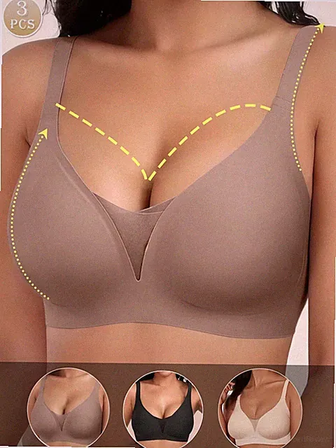 3er Set nahtlose BHs ohne Bügel für Frauen Weiche Minimizer Push up BHs Billig24