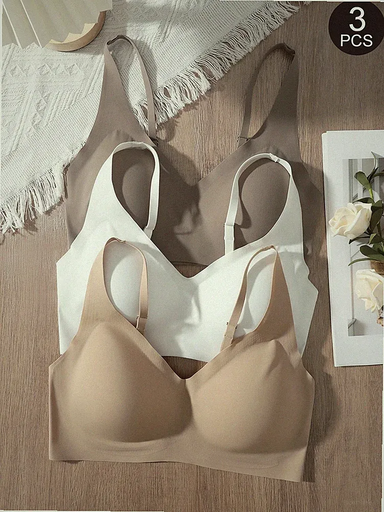 3er Set nahtlose kabellose BHs für Frauen in verschiedenen Farben Billig24