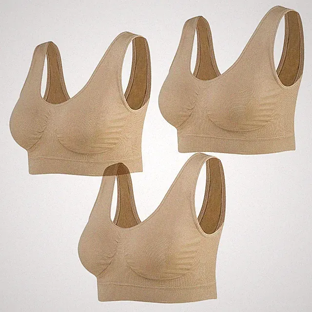 3erPack Nahtlose SportBHS, drahtlose YogaBHS mit herausnehmbaren Pads Gr. XXL...