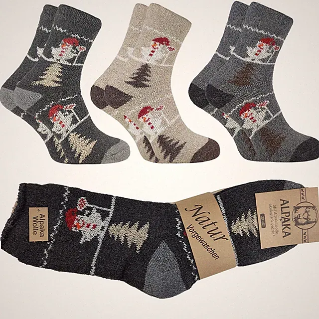 3X ALPAKA SOCKEN DICKE WEIHNACHTSSOCKEN WOLLSOCKEN Z2 35-38