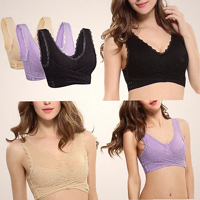 3x Bequemer nahtloser Sport BH, bequemes Bralette, kompakter, bügelloser