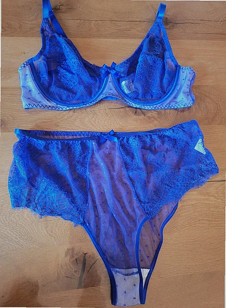 3XL 100D BH Set Höschen Sexy Dessous Plus Size Große Größen Durchsichtig