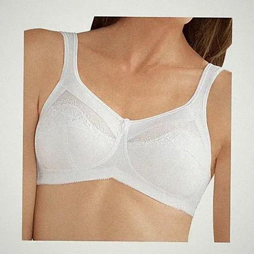 46B- Neu Amoena 'Isadora' Mastektomie-BH ohne Bügel mit Taschen weiß UK Größe 46B