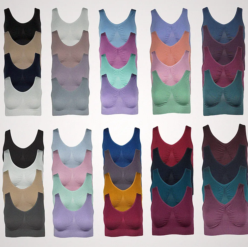 4er Pack Damen Komfort Bustier Schlaf BH ohne Bügel nahtlos Soft Bra Bralette