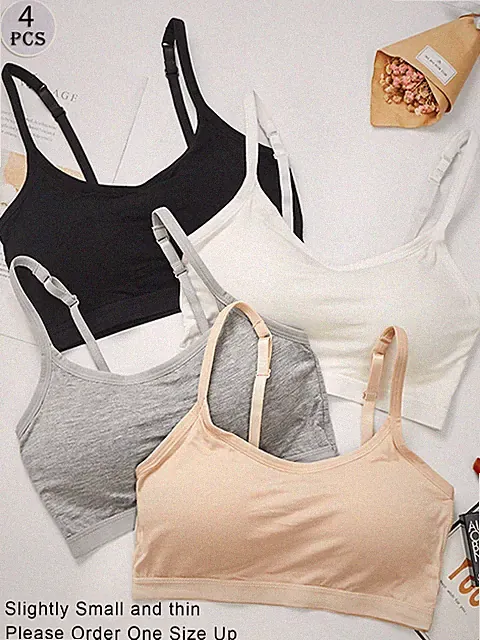 4er Pack Damen Sport BHs Bequeme Alltagsbüstenhalter aus 95% Viskose Billig24