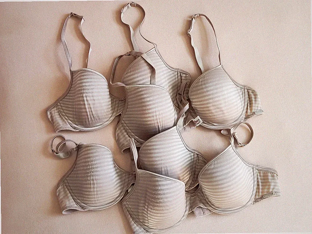 4x BEE DEES Schalen-BH Shiny Stripes 75 B gepolstert Bügel-BH hellbraun