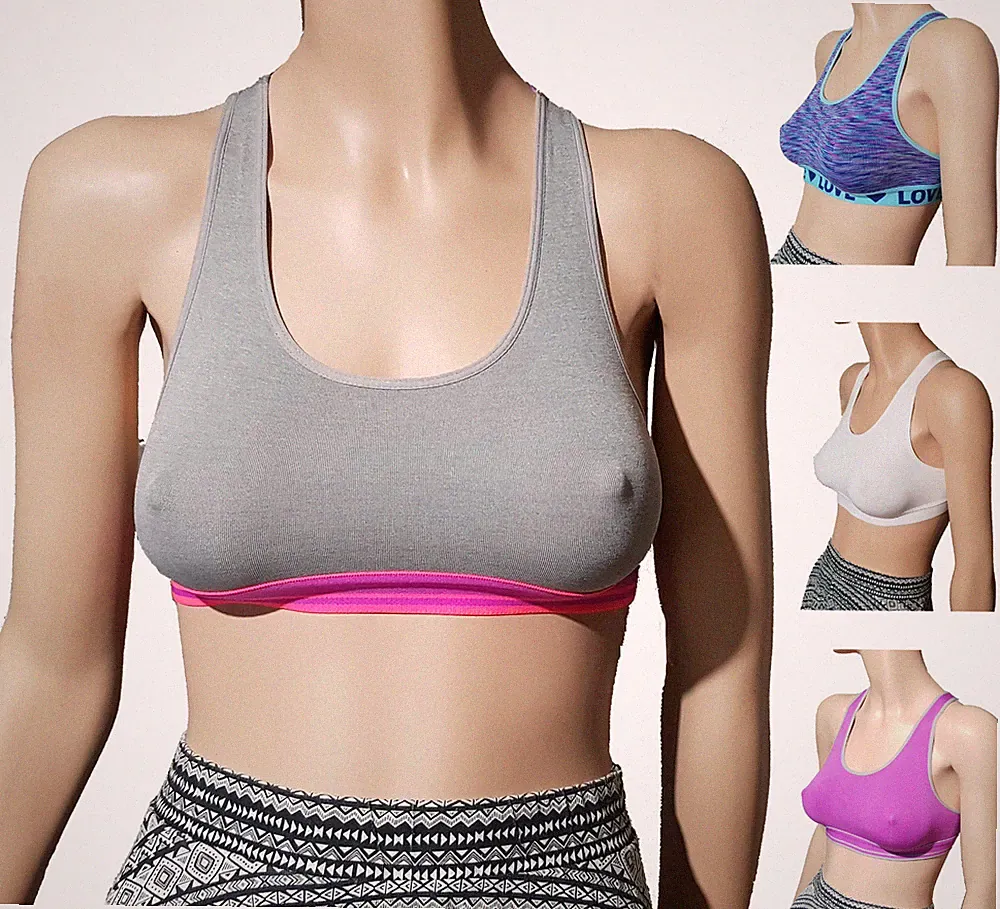 4x Damen Fitness BRA Sport BH Bustier Top Push up Bügelloser 4er Set