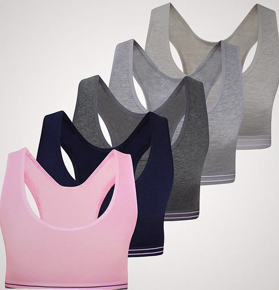 5 Mädchen Bustier Baumwolle BH Sport Bra Trägertop Kinder Unterwäsche 140-170