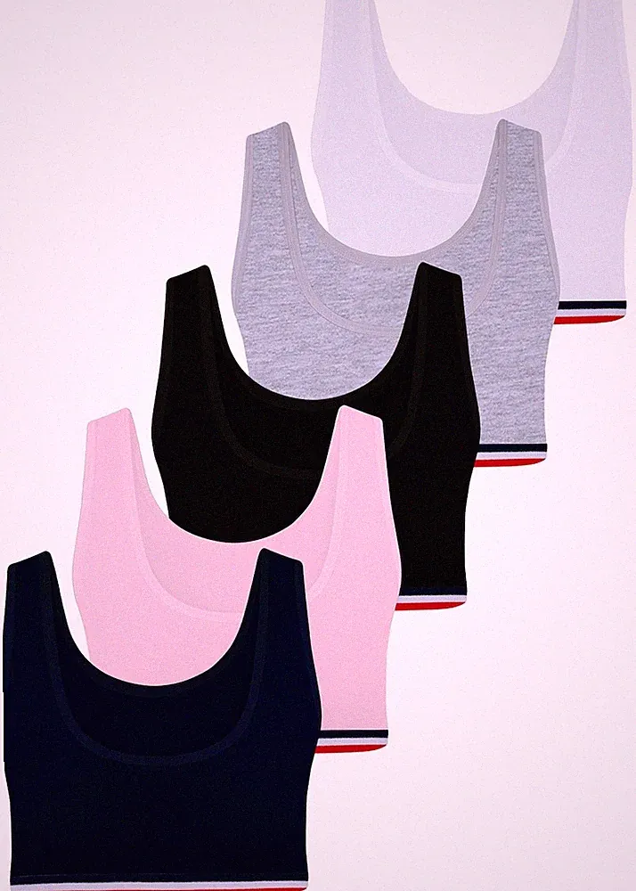 5 Mädchen Bustier Baumwolle Sport BH Kinder Unterwäsche Bra 140-170