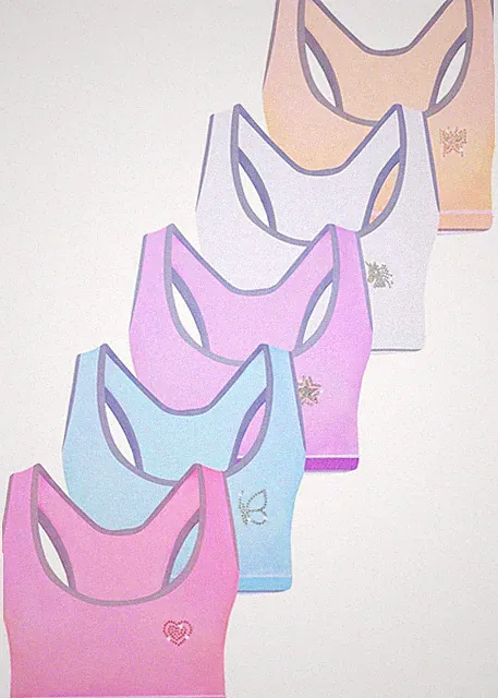 5 Mädchen Bustier Baumwolle Strass Sport BH Kinder Unterwäsche Bra Gr. 128-170