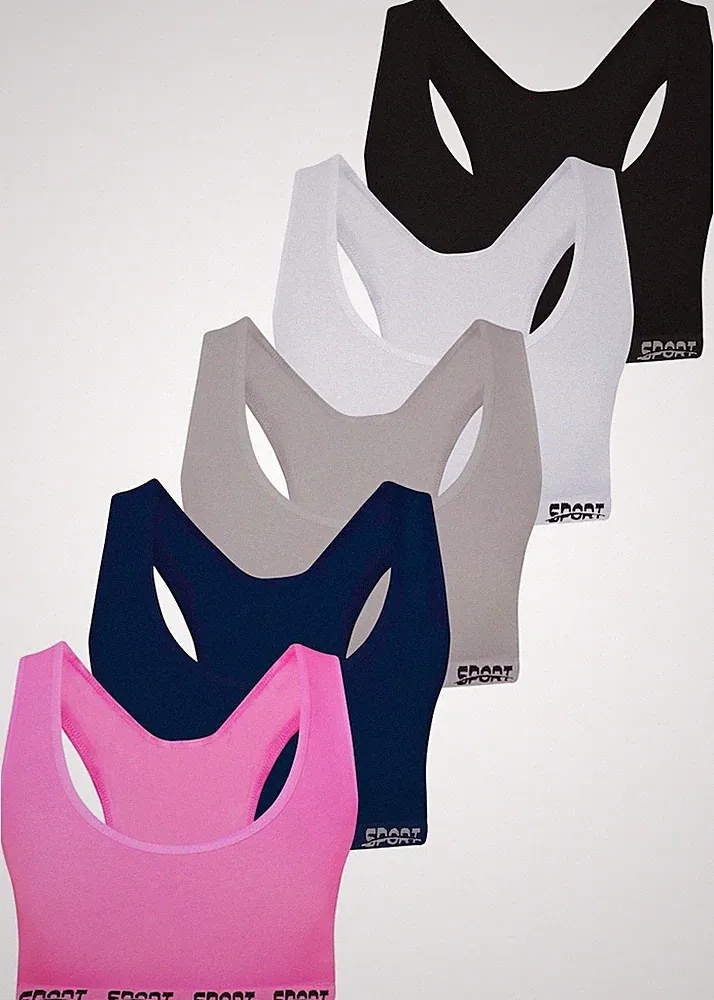 5 Mädchen Bustier Mikrofaser Nahtlos Sport BH Kinder Unterwäsche Bra 140-170