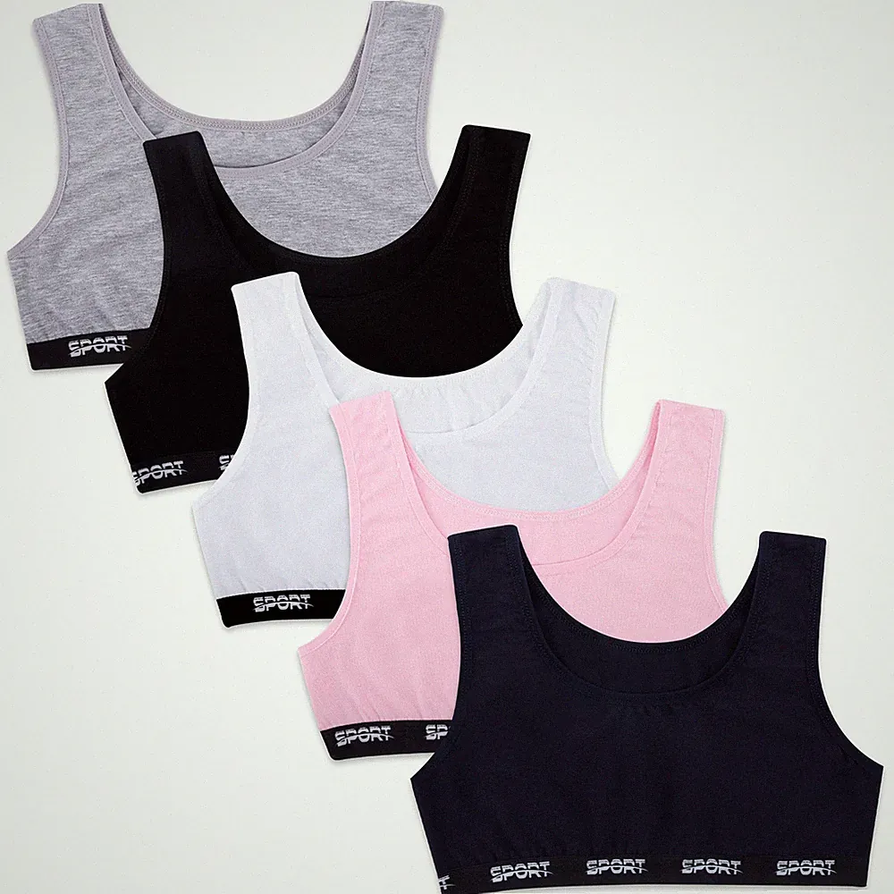 5 Mädchen Bustier SPORT Baumwolle BH Kinder Unterwäsche Bra Unterhemd Shirt