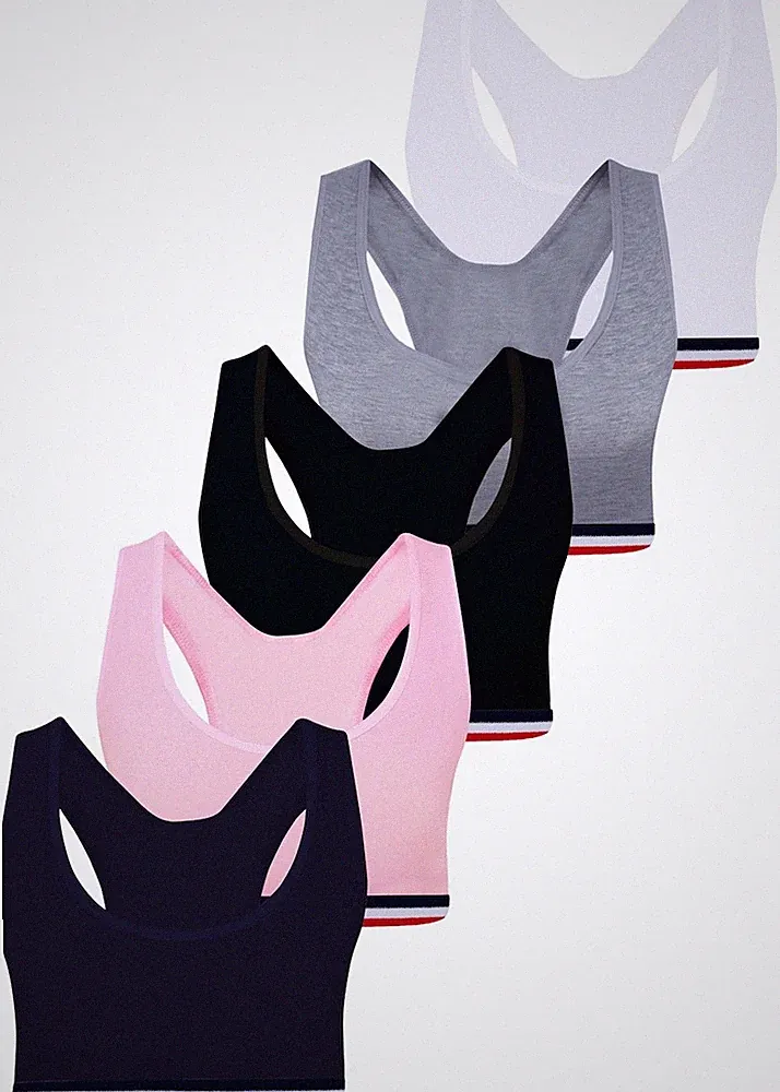 5 Mädchen Bustier X-Rücken Baumwolle Sport BH Kinder Unterwäsche Bra