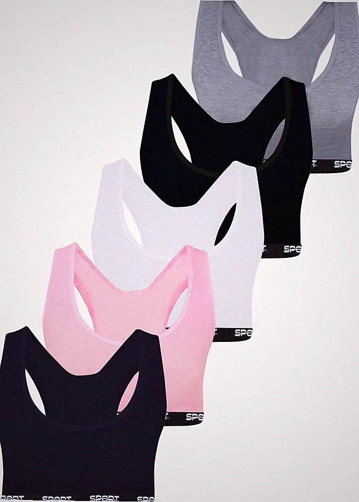 5 Mädchen Bustier X-Rücken Baumwolle Sport BH Kinder Unterwäsche Bra Training