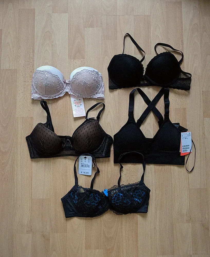 5er Pack Damen BHs Set Größe XS / S / 75B / 75C / 80B