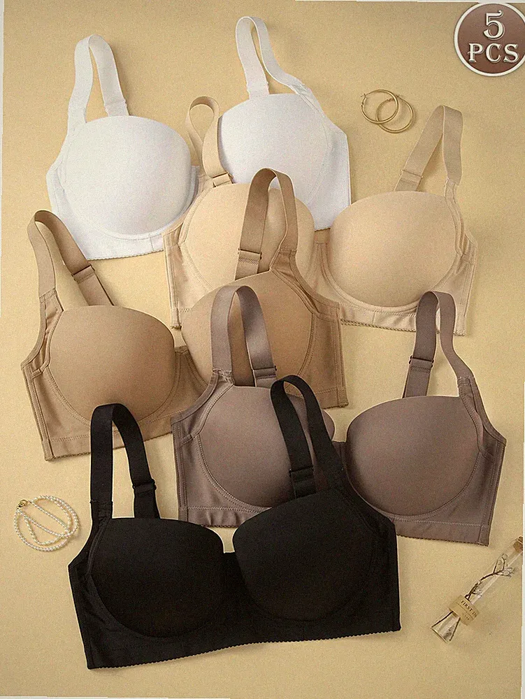 5er Pack Nahtlose BHs in großen Größen Glatte, minimalistische Lift Billig24
