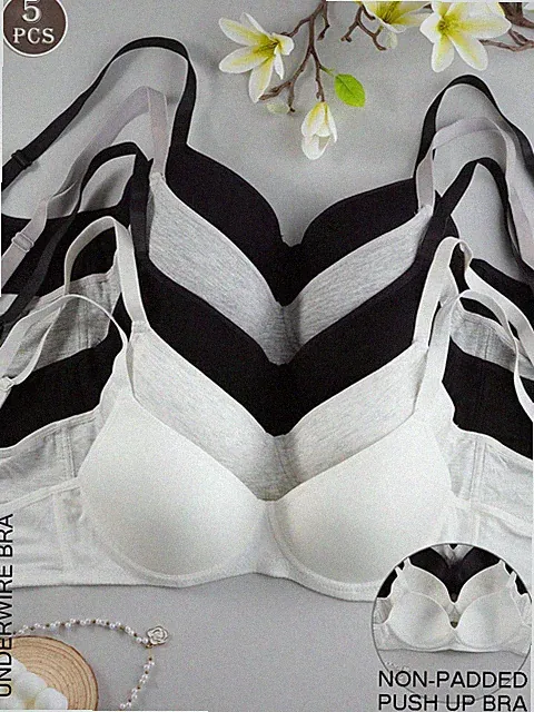 5er Set einfarbige Unterbügel BHs sexy & bequeme Push Up BHs mit Billig24