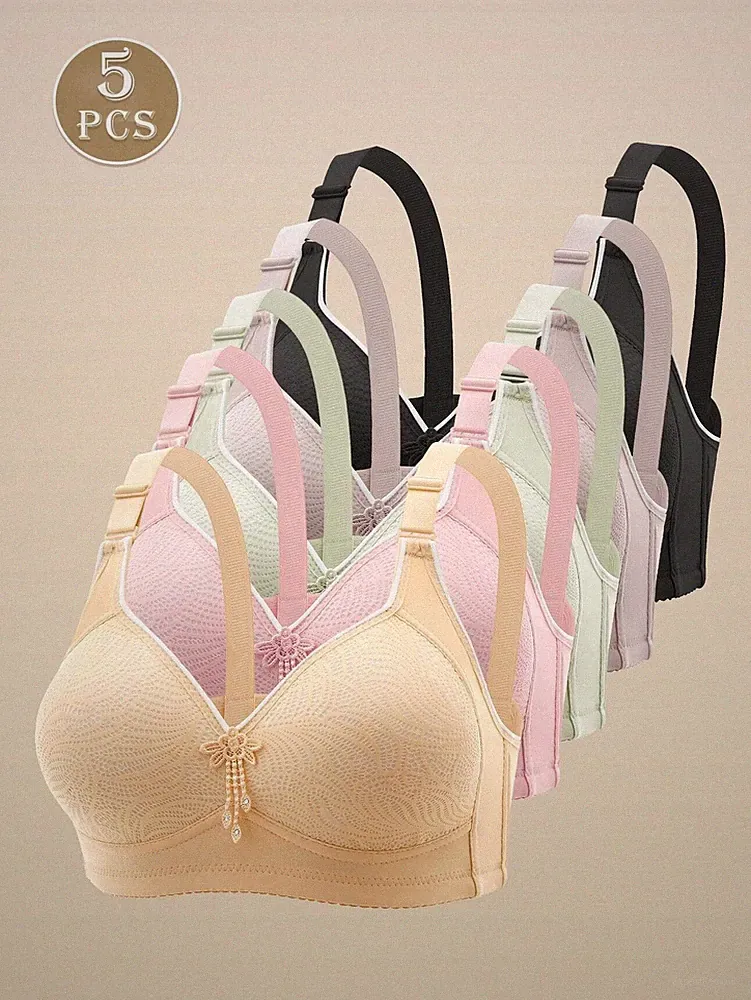 5er Set Push Up BHs mit Druckmuster und verstellbaren Trägern für Damen Billig24