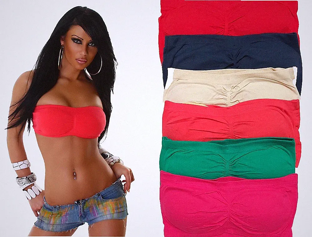 6 x Bustier BH's Sport Tops BH Push Up Bauchfrei Bandeau Untertop NEU 34 36 38