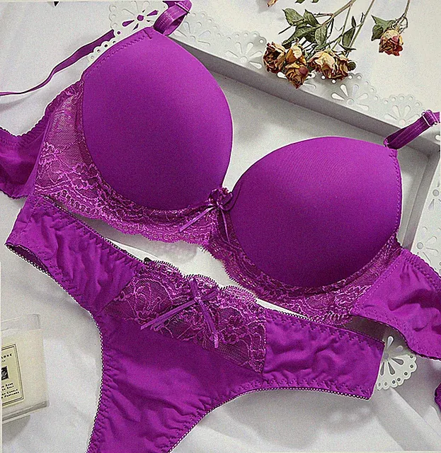75-90 B C D E F Spitze Super Push Up Plunge BH Set Lingerie Unterwäsche Slip