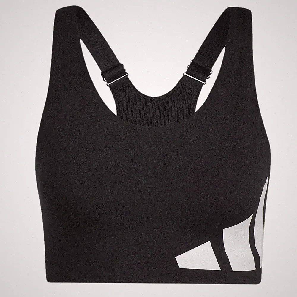 Adidas Damen Sport BH Schwarz High Support Logo Bra Training Top - Neu
