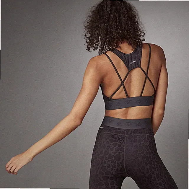Adidas Hyper Glam Light Support Aeroknit Sport Bra Fitness Top Gym Soft Cups