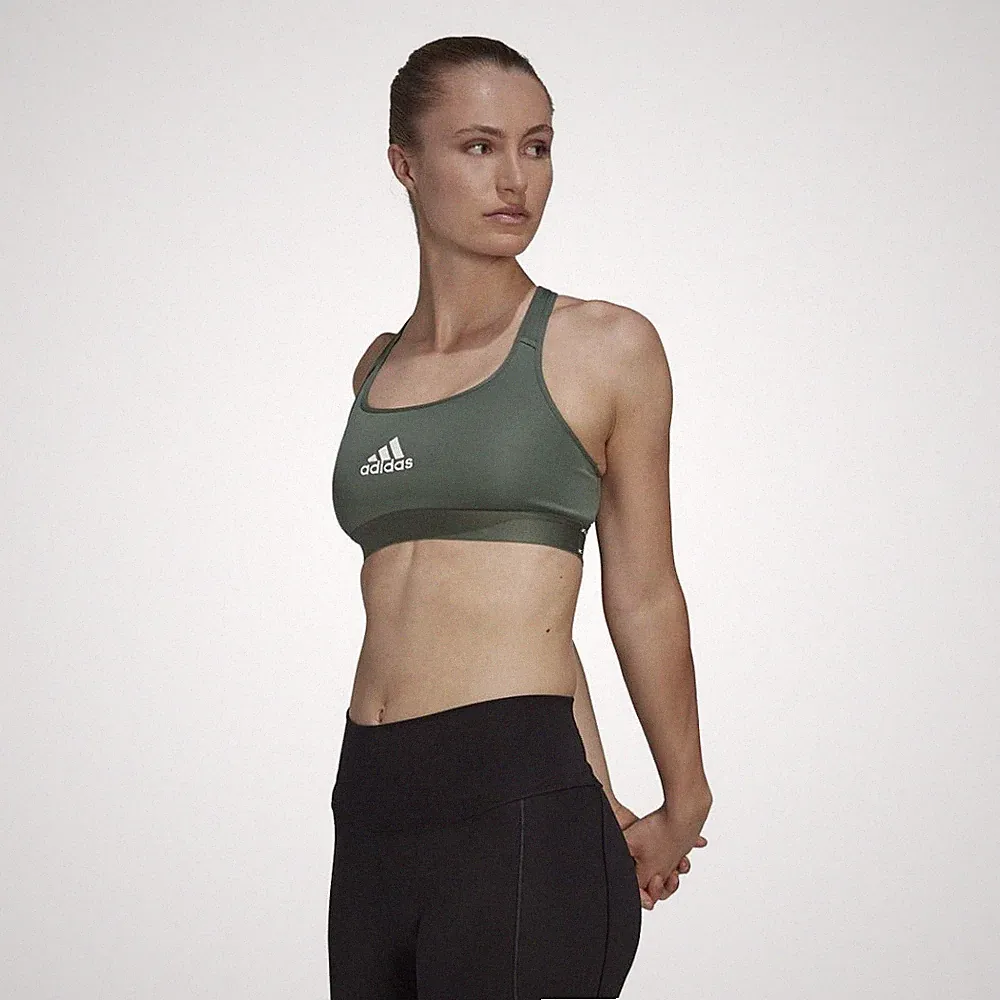 adidas Powerreact Training Sport-BH Top mittlere Stützkraft Cup A-C oxid grün
