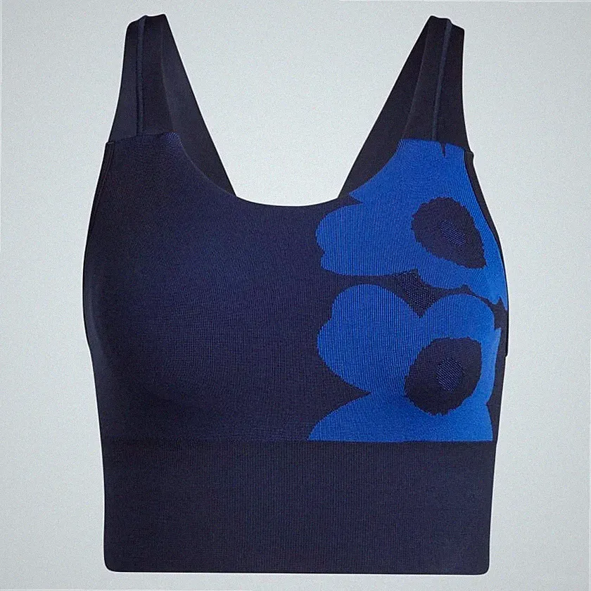 Adidas x Marimekko Damen Aeroknit Longline BH Racerback Blau GU4588