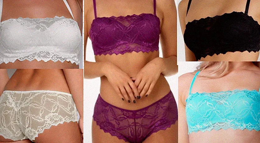 After Eden Anna BH mit Bügel Gr.70-95 A-G Trägerlos Bandeau Spitze String Shorty