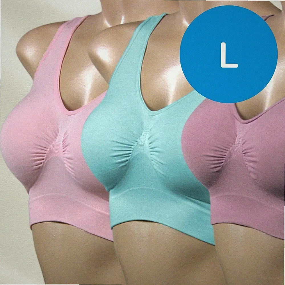 Ahh Bra 3er Set - Größe: L - Rosa, Türkis, Flieder Damen BH bei 30° Waschbar