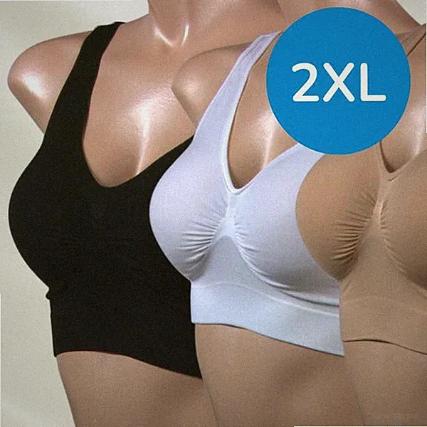Ahh Bra 3er Set - Größe XXL Schwarz, Weiß, Hautfarben Damen BH bei 30° Waschbar