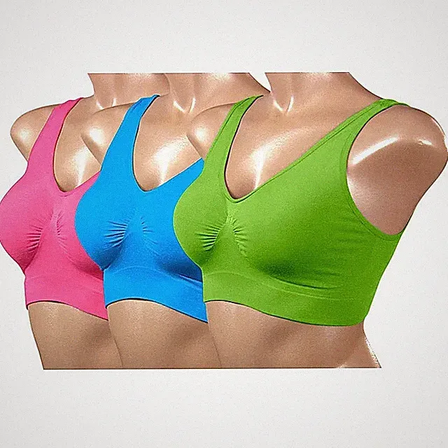 Ahh Bra 3er Set - Größe: XXXL - Pink, Blau, Limette Damen BH bei 30° Waschbar