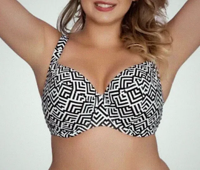 Akcent SWIM Bikini Bügel BH Gr.80D UK 36D schwarz-weiß stabiles halt